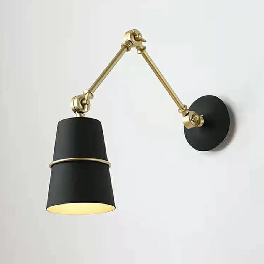 

Modern Nordic Wall Lamp Long Arm Wall Sconce Light E27 Head Pleated Wall Lamp Indoor Lighting For Living Room White/Black