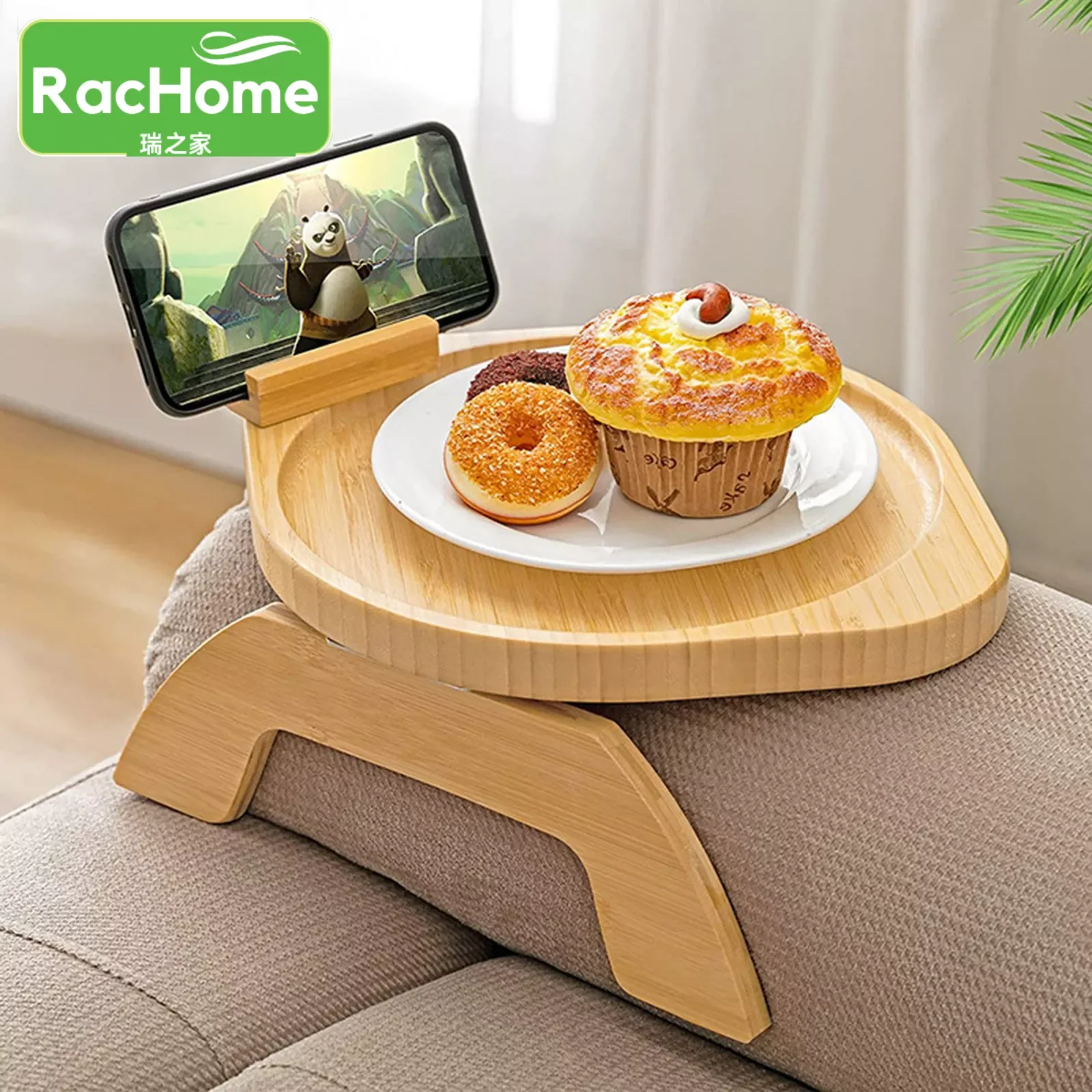 

Armrest Clip-on Tray Bamboo Sofa Tray Table Remote Control Coffee Snack Trays Folding Bamboo Sofa Practical Snack Tray
