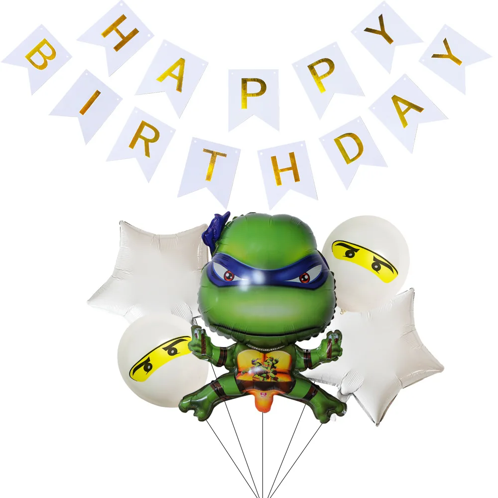 Teenage Mutant Ninja Turtles Birthday Party Balloons Venue Layout Decorations Aluminum Foil Cartoon Figure Balloon Suit Kid Gift | Дом и сад