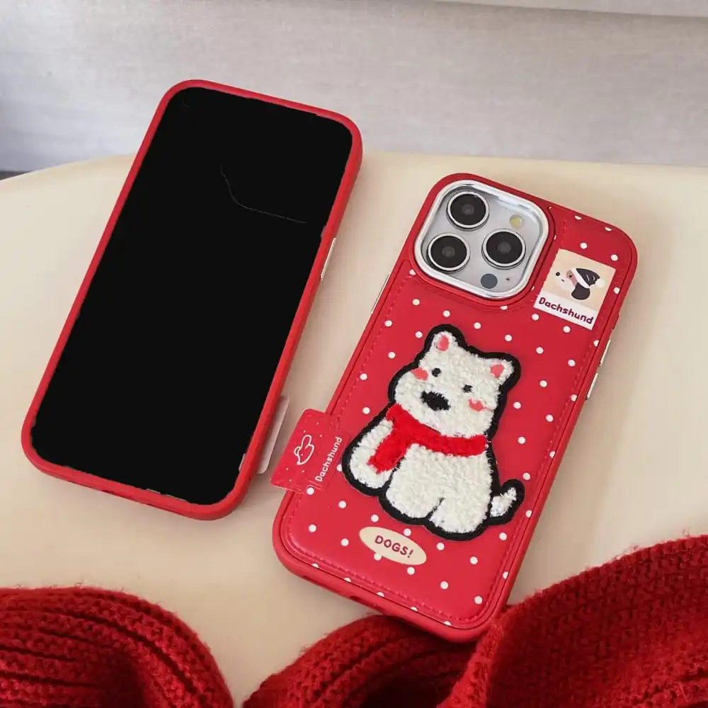 Милый чехол для телефона с вышивкой щенков и животных Iphone 13 14 15 16 Pro Max горячая