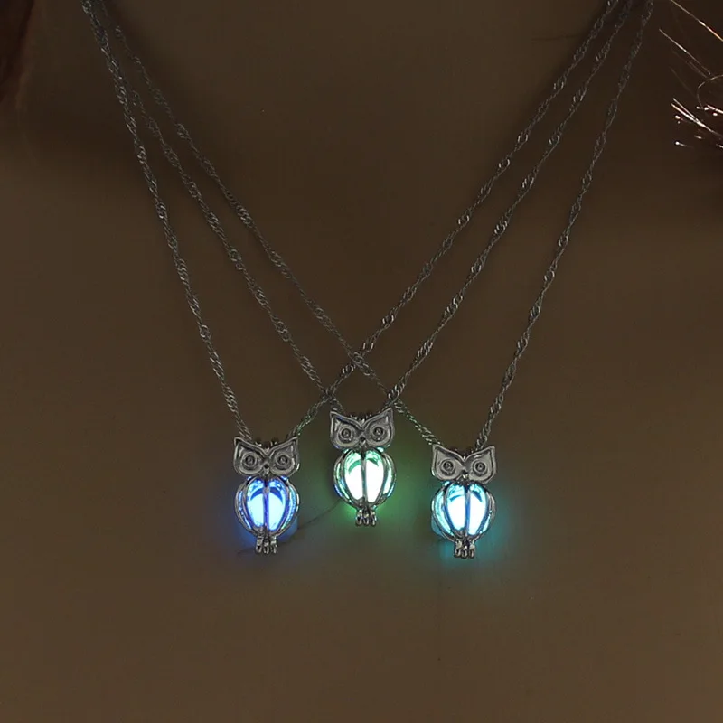 

Sheishow Fashion Nightclub Style Luminous Beads Openwork Owl Pendant Alloy Necklace for Women Choker Trend Jewelry Girls Collar