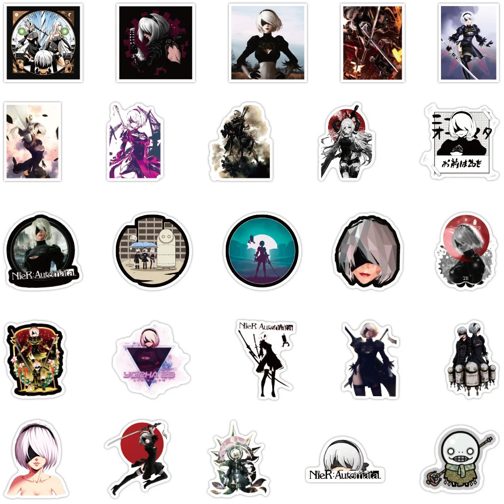 10/30/50pcs Cool Game NieR Automata Anime Stickers for Laptop Phone PS5 PC Helmet Graffiti Waterproof Kids Sticker Decals Packs images - 6