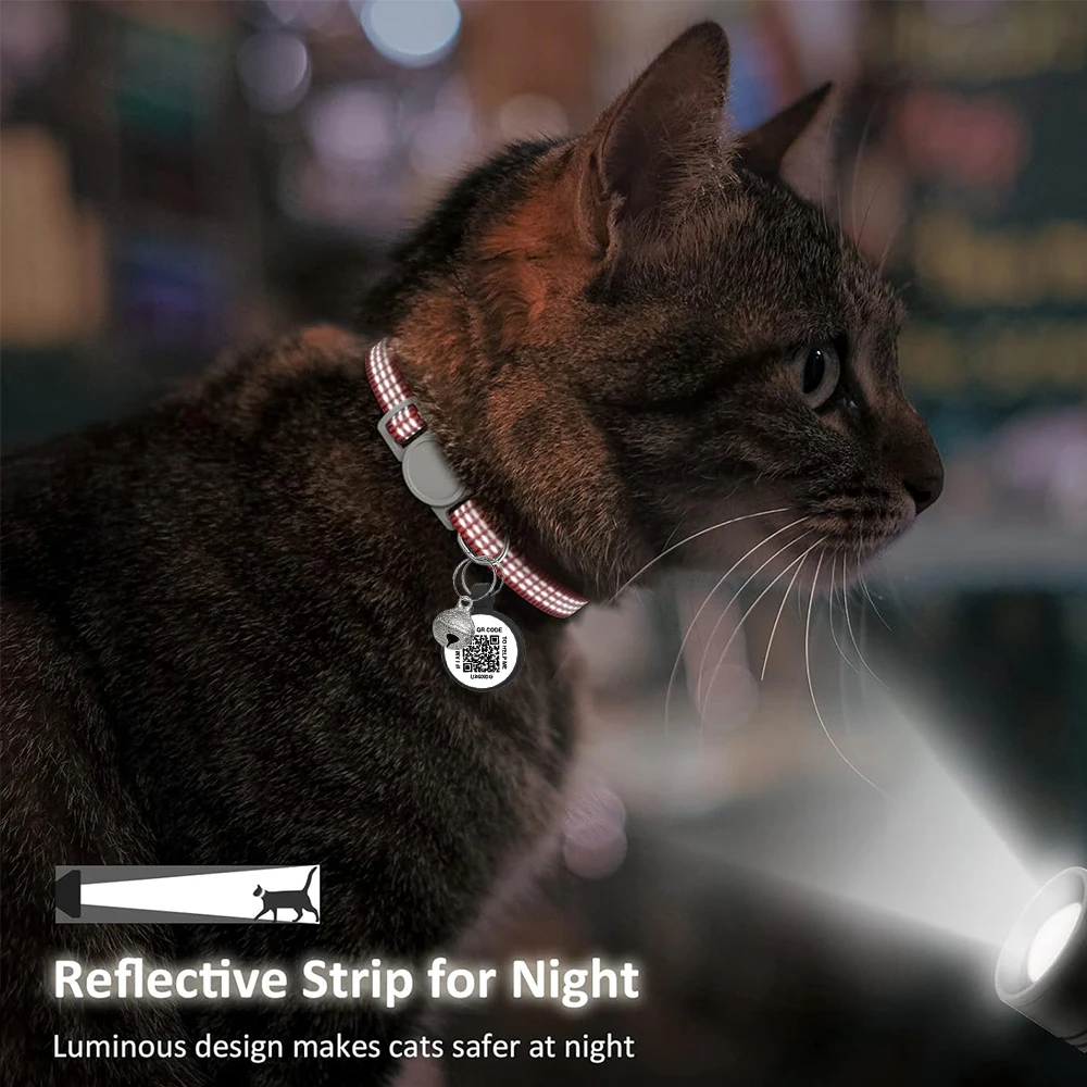Ошейник для кошек с идентификационной биркой QR-кода и именем звонка Аксессуары