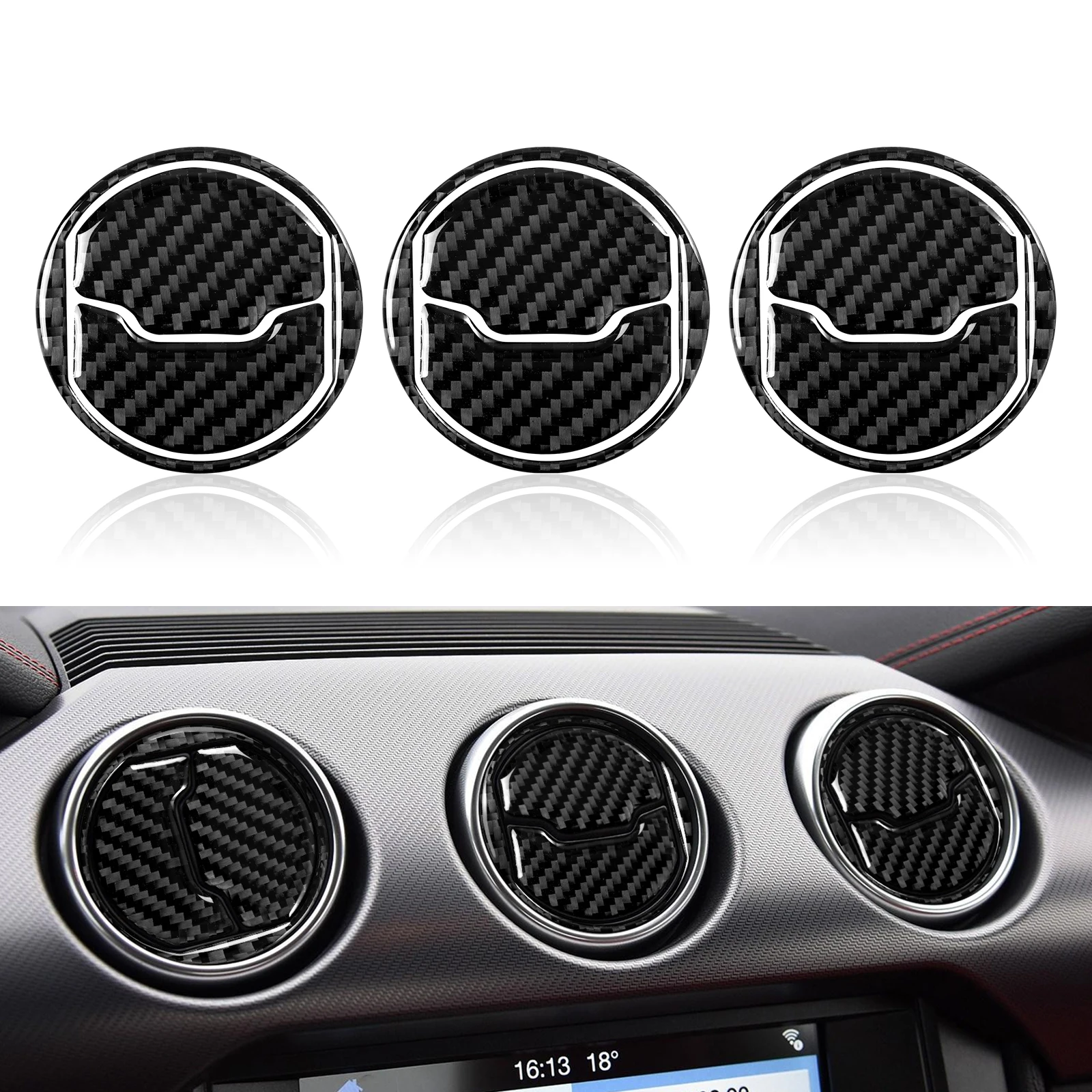 

Carbon Fiber Car Interior Air Condition Vent Outlet Sticker Decal For Ford Mustang GT 2015 2016 2017 2018 2019 2021 Accessories