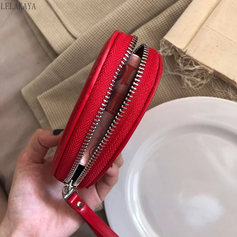 Красный кошелек в форме сердца Модный женский для денег длинная Сумочка с