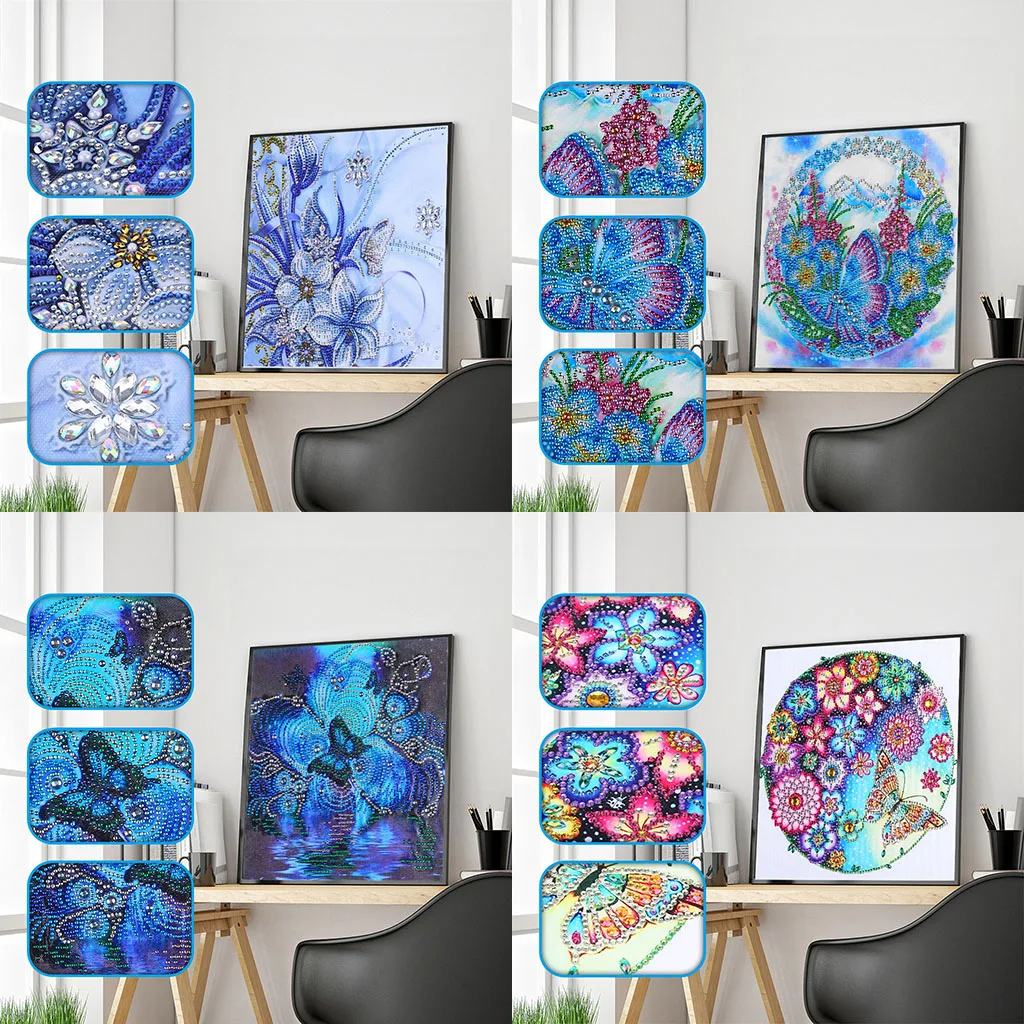 

Butterfly Flower DIY 5D Diamond Painting Art Kit Peinture Diamant Special Shaped Diamond Embroidery Crystal Rhinestone Crafts