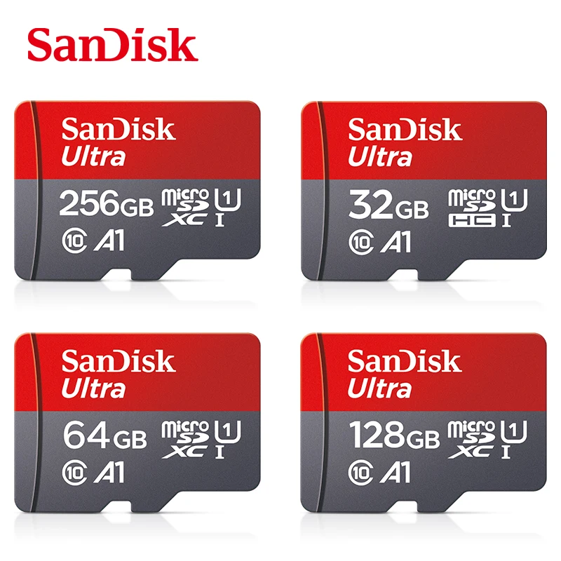 Original SanDisk Memory card 16GB 32GB 64GB Class10 128GB 256GB 120MB/s UHS-I flash micro SD Card C10 Ultra A1 microSDHC/SDXC