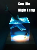 diver and killer whale beluga humpback whales shark spotted eagle ray marine life epoxy handicraft night lamp ocean model gift