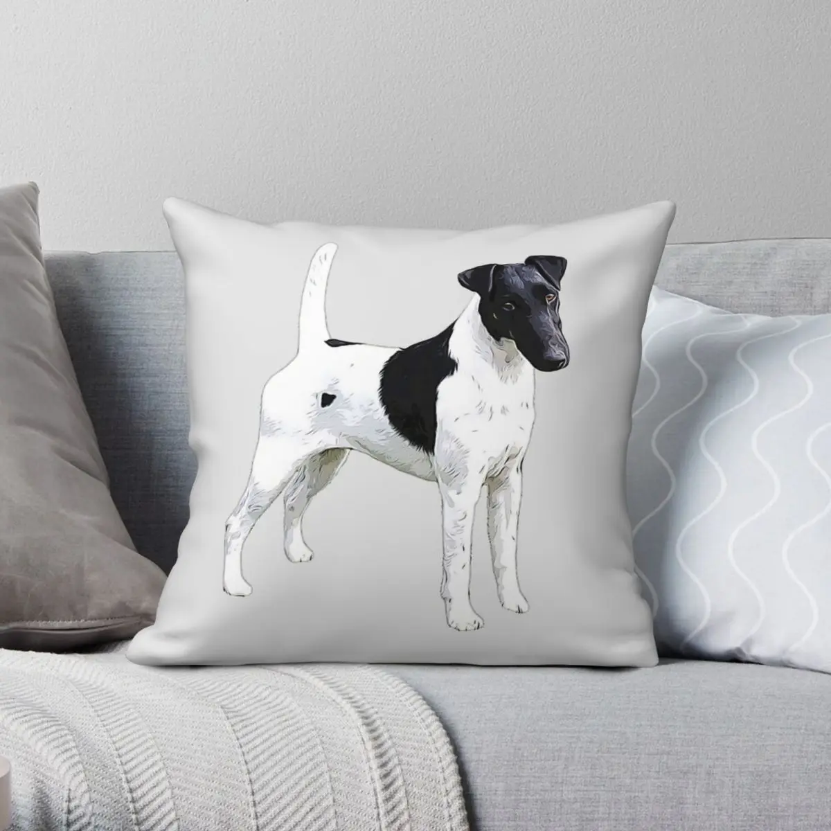 

Гладкий Чехол для подушки Fox Terrier, полиэстеровый льняной бархатный чехол с принтом на молнии, декоративный чехол для диванной подушки
