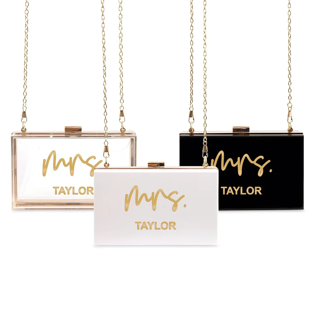 

Custom Mrs Design Box Clutch - Personalized Clutch Bag - Bride Gift - Bridal Shower Gift - Stocking Stuffer - Proposal - Persona