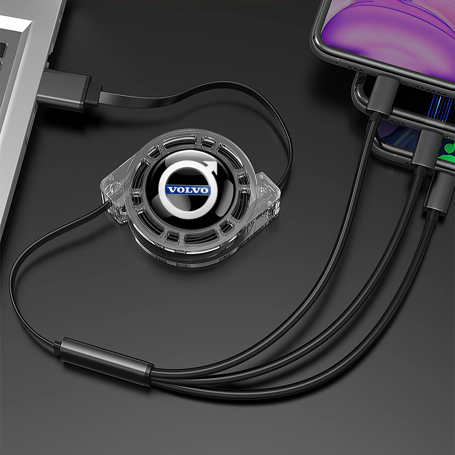 Зарядный кабель 3 в 1 Micro USB Тип C мульти зарядное устройство для Volvo Xc60 Xc90 V40 V60 S60 V50 V90