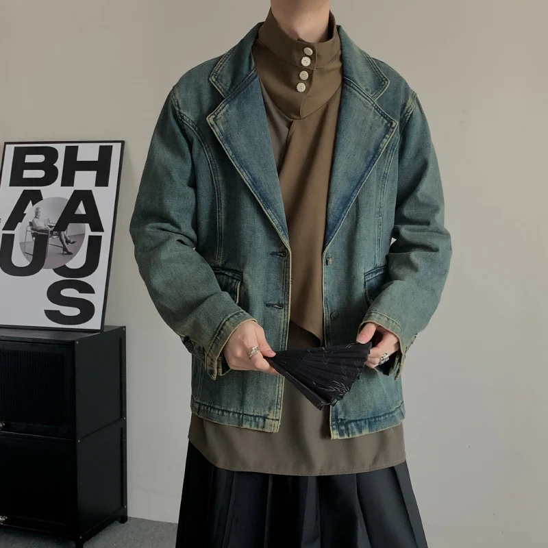 Новинка весна-осень от HKSH мужские винтажные джинсовые куртки с эффектом