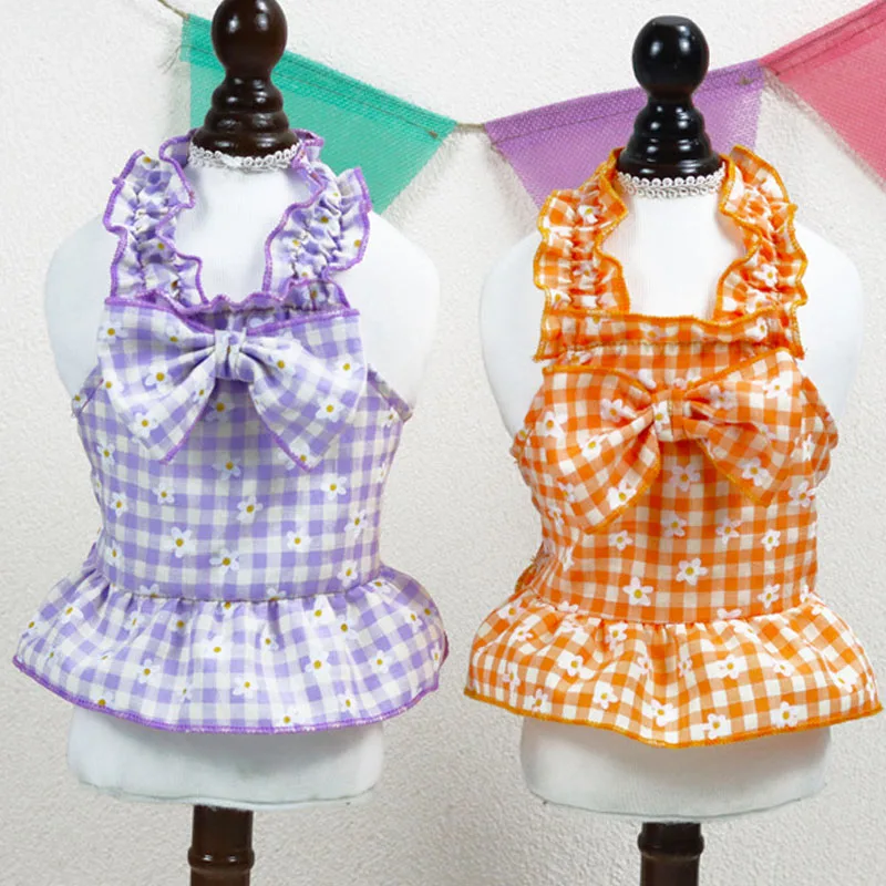 

Dog Suspenders Dress Bowtie Pet Clothes Summer Puppy Cat Sleeveless Vest Hoodies Shirt Skirt For Small Dogs Chiwawa Pets Dresses