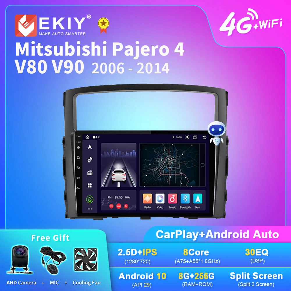 

EKIY X7 Android 10.0 Car Radio For Mitsubishi Pajero 4 V80 V90 2006-2014 Navi 1280*720 IPS DSP Carplay Multimedia Player Stereo