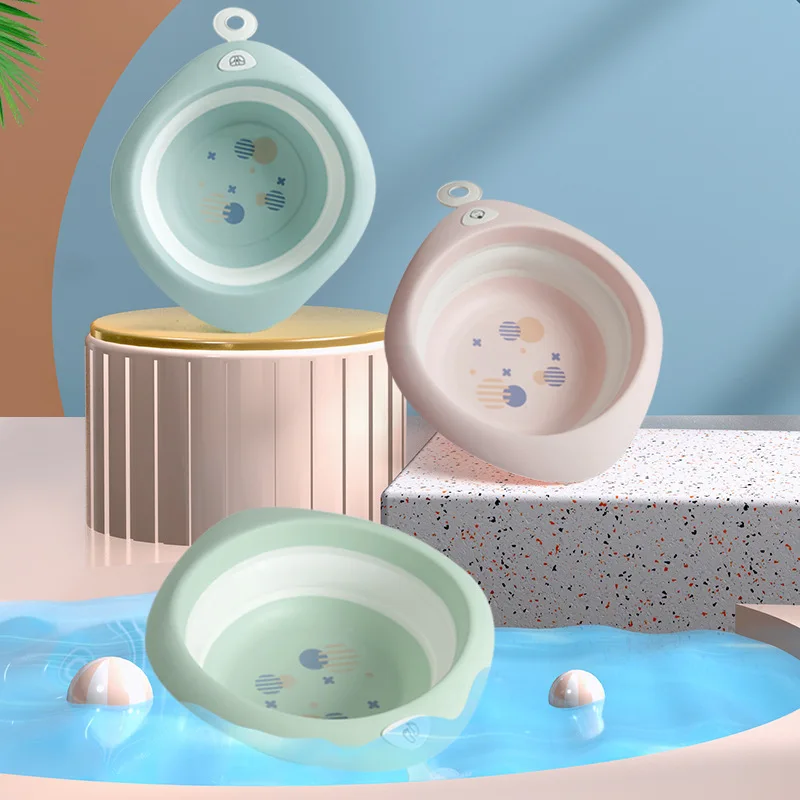 

Round Folding Washbasin with Hook Wall-mounted Retractable Washbasin Plastic Laundry Basin Baby Wash Basin