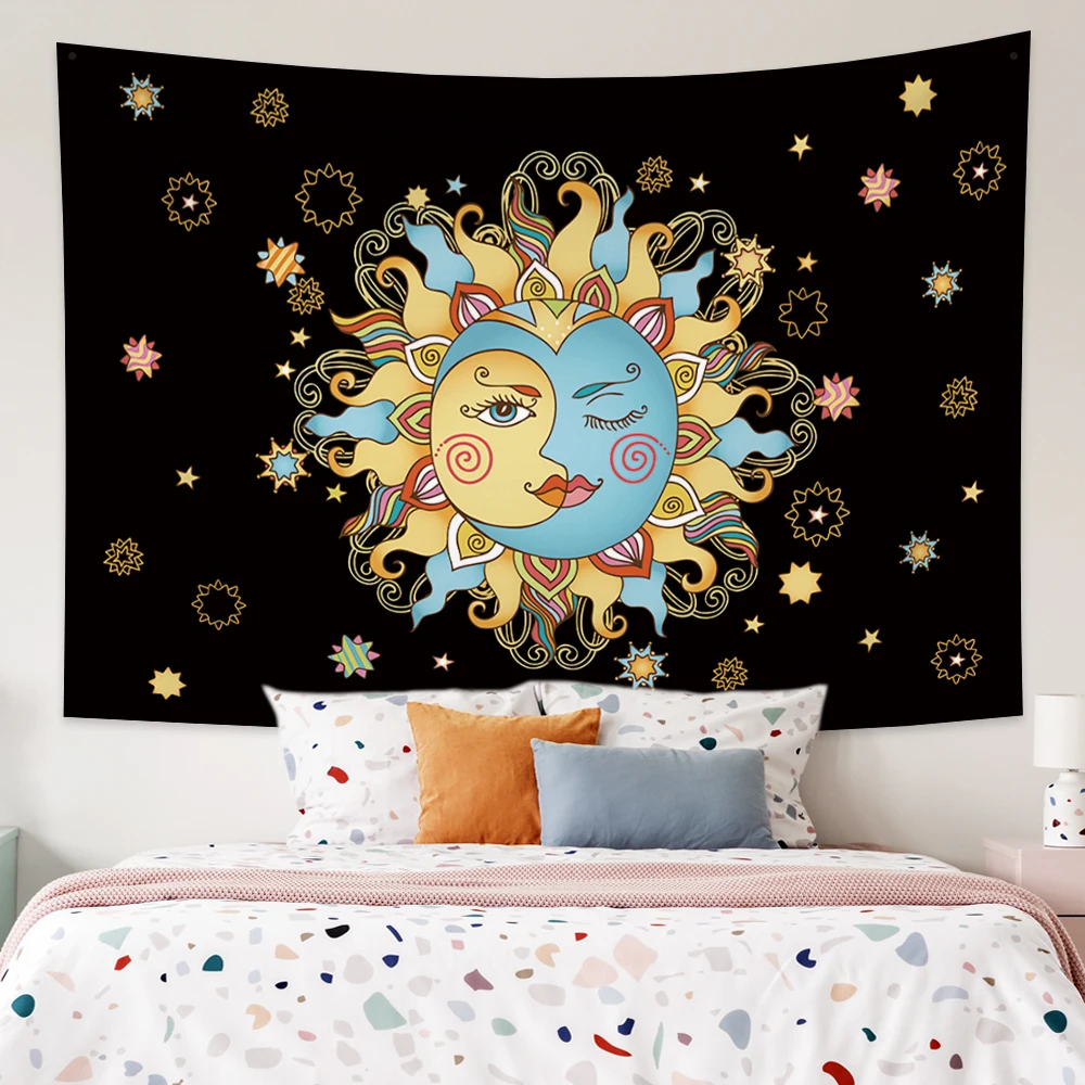 

Sun And Moon Psychedelic Mandala Tapestry Hang On The Wall Macrame Aesthetic Bohemia Hippie Room Decor Yoga Mat Bedroom Sheet