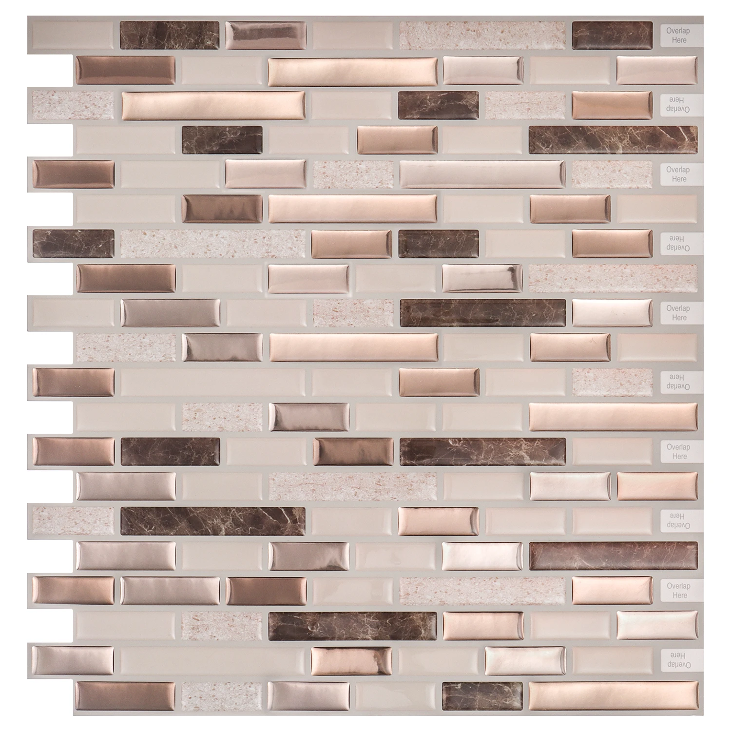 

Vividtiles Big Size Self Adhesive Waterproof Sticker Wallpaper Peel and Stick Mosaic Brick Effect Tiles - 10 Sheets