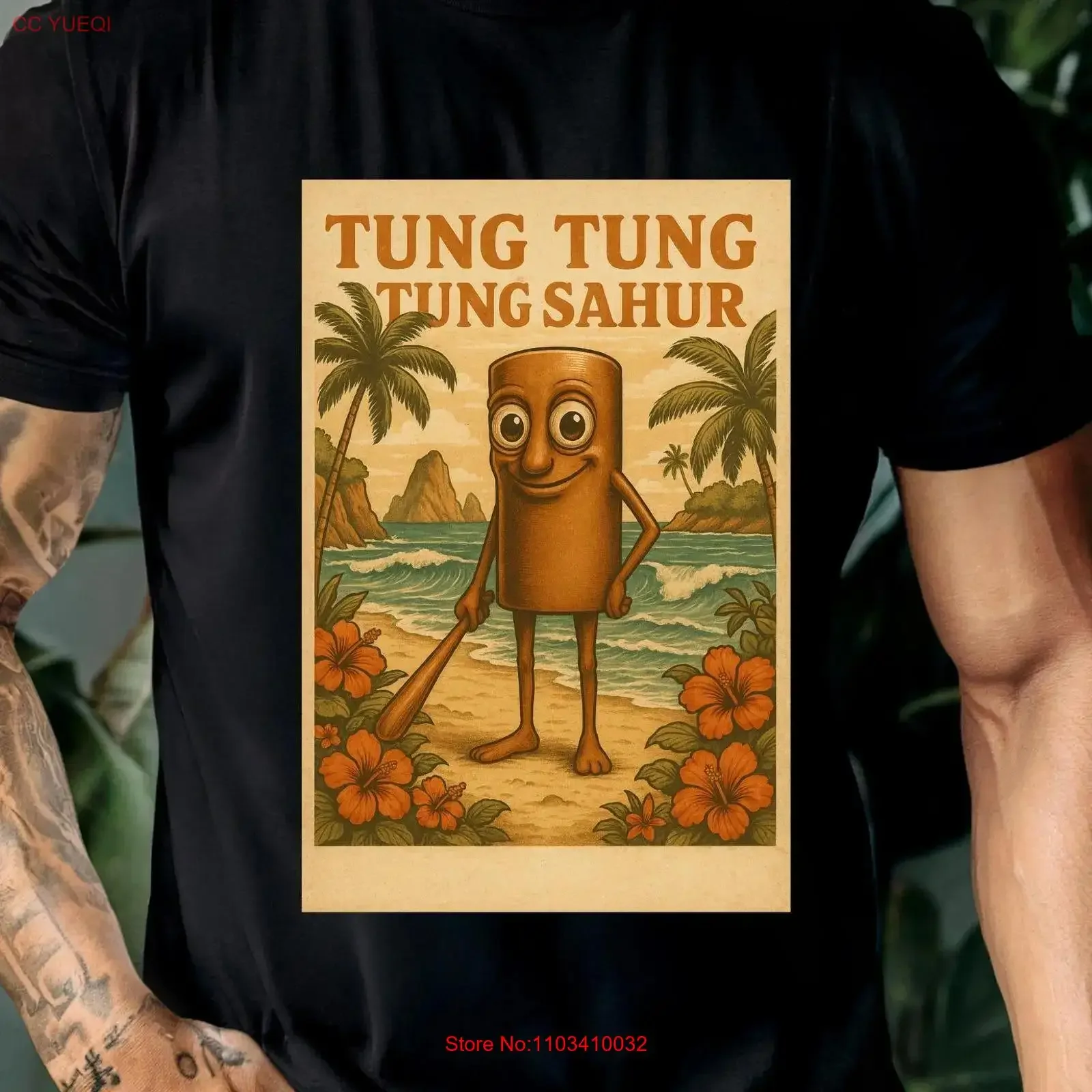 Фото Футболка Tung Sahur Meme, забавная бейсбольная бита, итальянская Brainrot Dank, винтажная стираная графика, растянутая, универсальная, мягкая №1