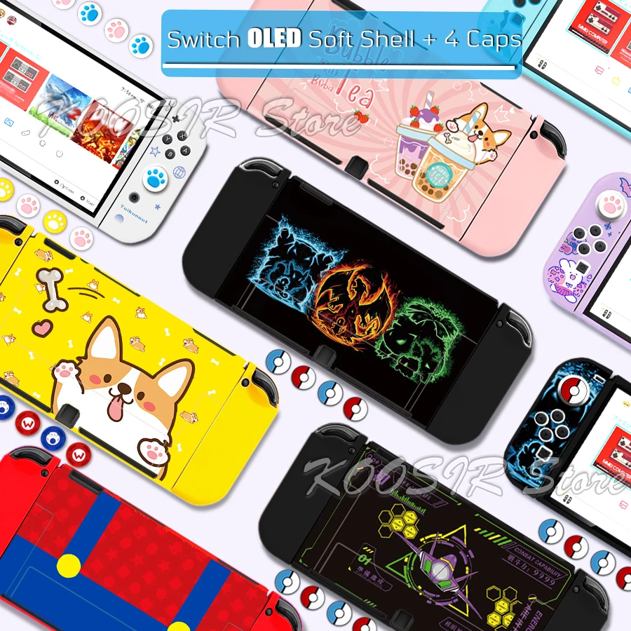 Нескользящий милый мягкий чехол с героями мультфильмов для Nintendo Switch OLED SWITCHOLED Kawaii