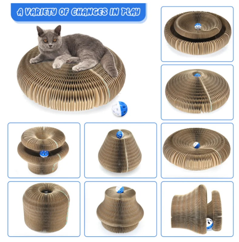 

Magic Organ Cat Scratch Board Cat Toy with Bell Cat Grinding Claw Cat Climbing Frame Round Corrugated Cat Litter Cat Scratch Toy