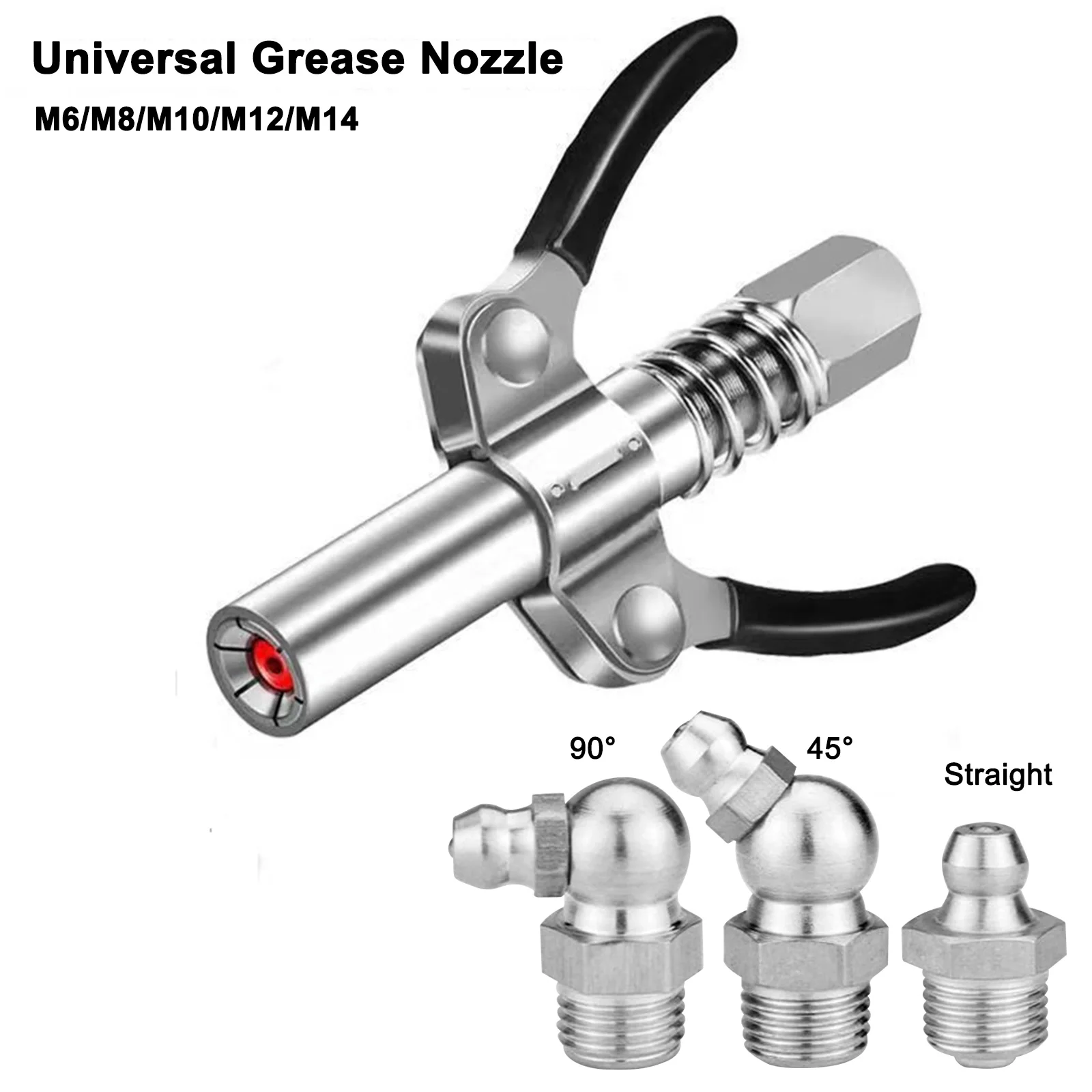 

17000 PSI Grease Guns Coupler High Pressure Grease Nozzle Heavy-Duty Quick Lock NPTI/8 Leak-Free Grease Tool Tip Oil Pump Repair