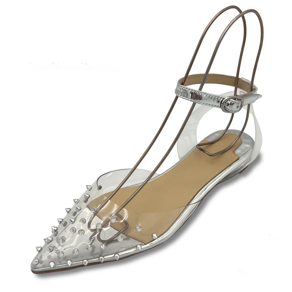 

Summer New Women's Pointed Toe Flat Shoes Transparent Sexy Style Pole Dance Designer Shoes Sheepskin Insole Comfortable And Soft