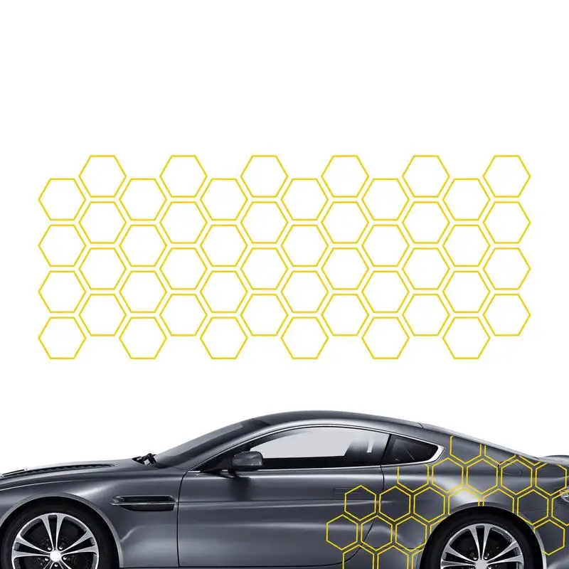 

Car Honeycomb Sticker Geometric Pattern Cute Bees Sticker For Car Side Body 50*200cm/19.68*78.74in Hexagon Honeycomb Car Full