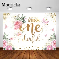 mocsicka miss onederful party backdrop pink floral 1st birthday photography background girls first birthday party decorations
