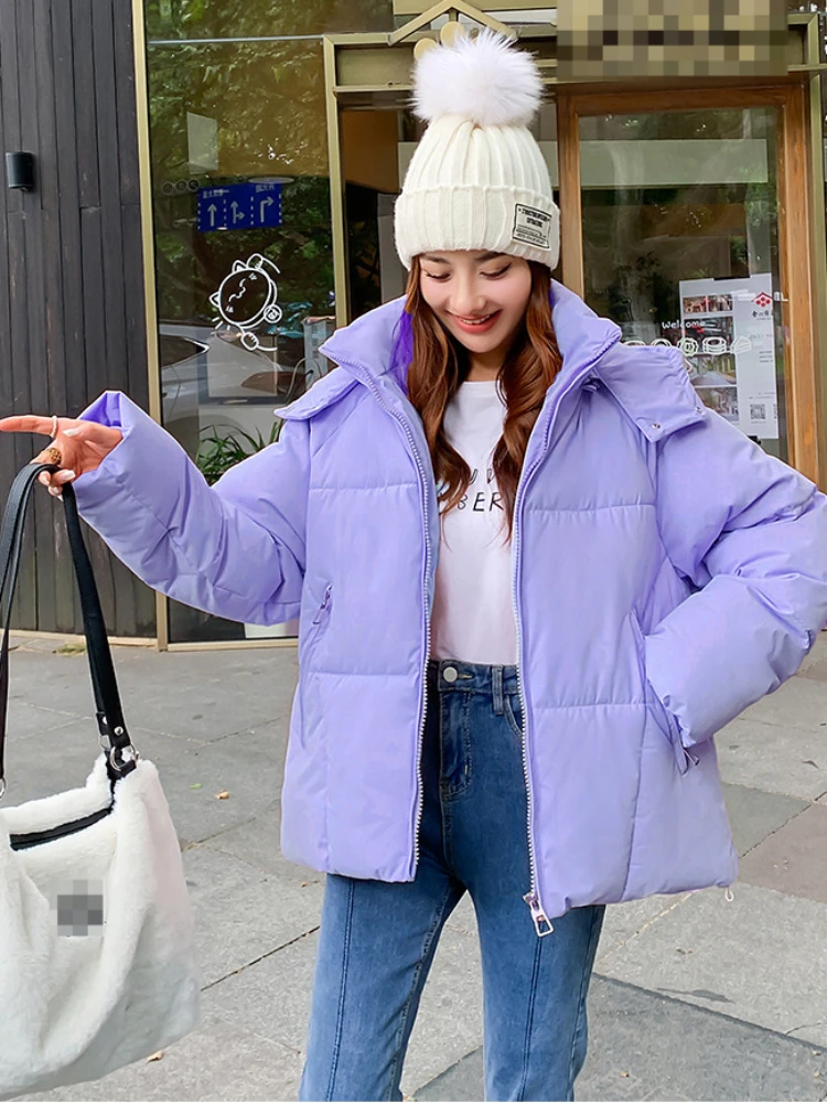 Winter Clothes Women 2023 Winter New Fashion Solid Hooded Coat Temperament Commuter Warm Cotton Coat 7 Colors Available