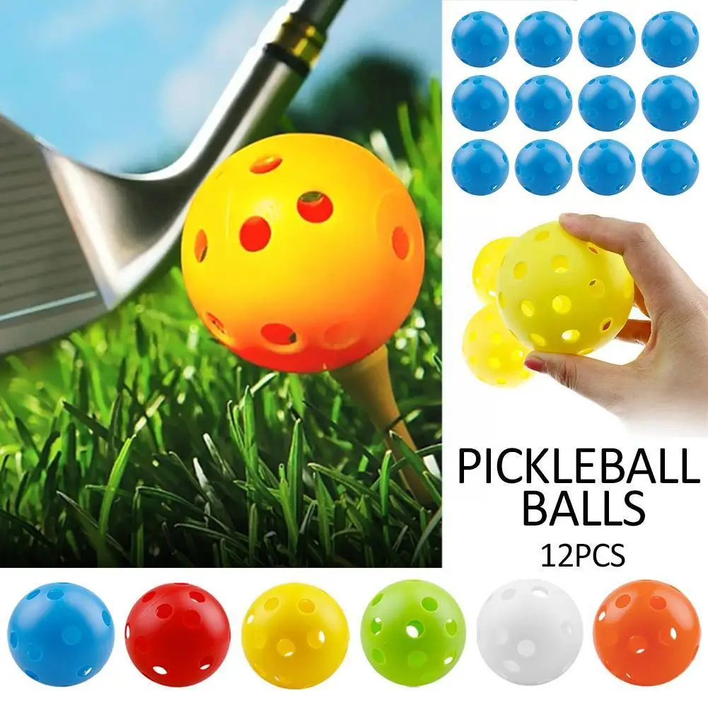 

12pcs Pickleball Outdoor Durable Pickleball Balls 40 Holes Accessory Pickleball Balls Training Competition Pickle Balls Sta M6X5