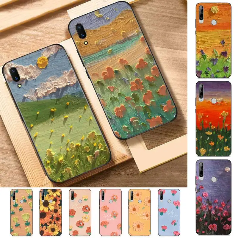 

Retro sweet summer oil painting flower Phone Case for Huawei Y 6 9 7 5 8s prime 2019 2018 enjoy 7 plus