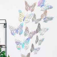 2022 12pcs colorful 3d butterfly wall stickers wall decals diy hollow butterflies decor for refrigerator window wardrobe closet