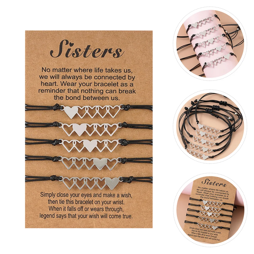

Bracelets Bracelet Sister Heartfriendship Couple Hand Matching Distance Friend Women Pinkypromise Rope Braidedjewelry Stainless