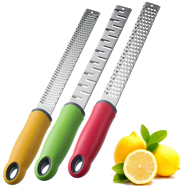 Citrus Lemon Zester & Cheese Grater-Parmesan Cheese, Lemon, Ginger, Garlic, Nutmeg, Chocolate, Vegetables, Fruits, kitchen tools