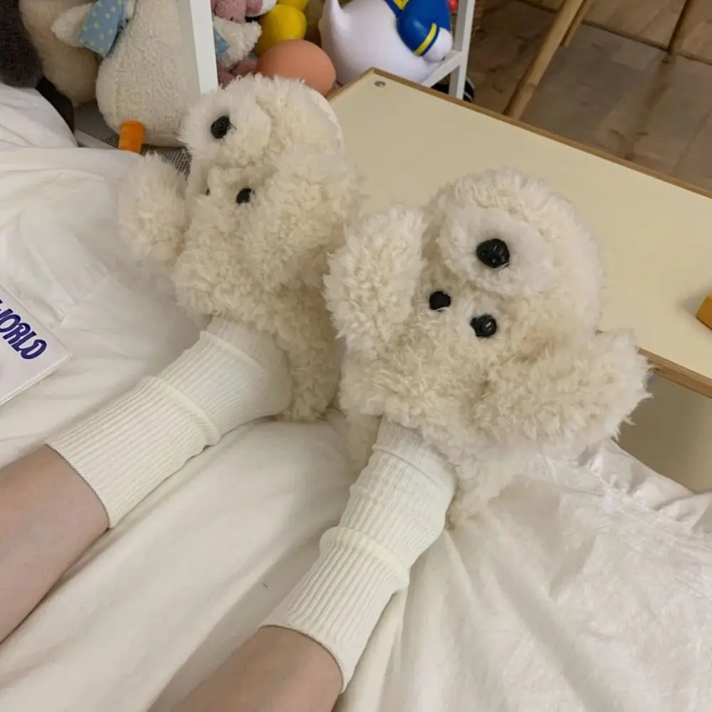 Сандалии мягкие игрушечные тапки в виде пуделя симпатичные зимние плюшевые