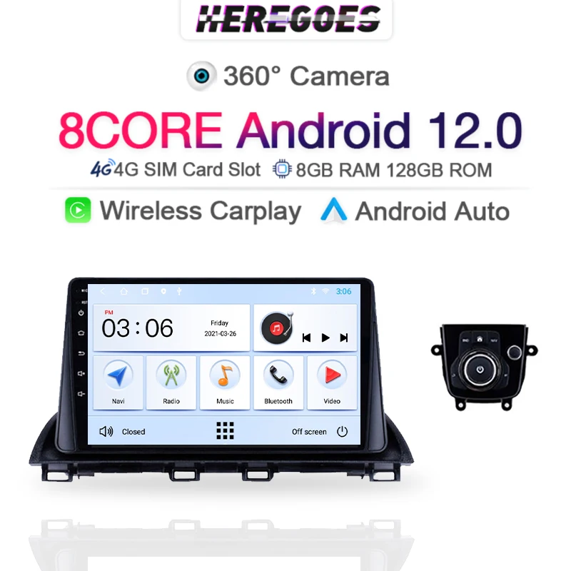 Автомагнитола Carplay 2 din Android 12 для Mazda 3 Mazda3 Axela 2013 2014 2015 2016 2017 мультимедийный плеер