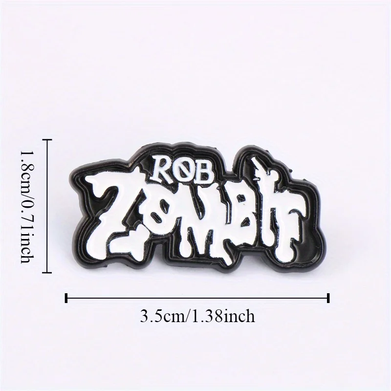 Эмалированная булавка Роб Зом - черно-белая модная брошь в стиле хип-хоп