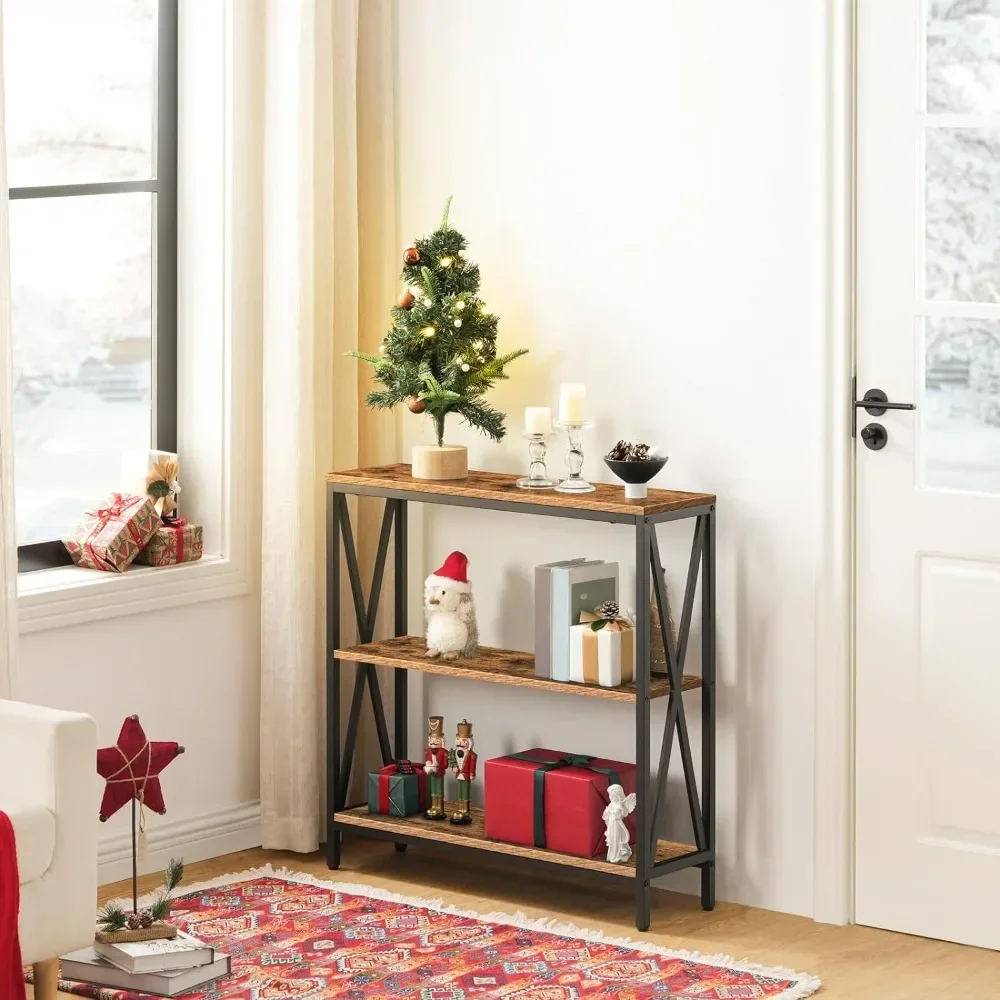 Диван-стол промышленный консольный столик 3-уровневый узкий приставной с