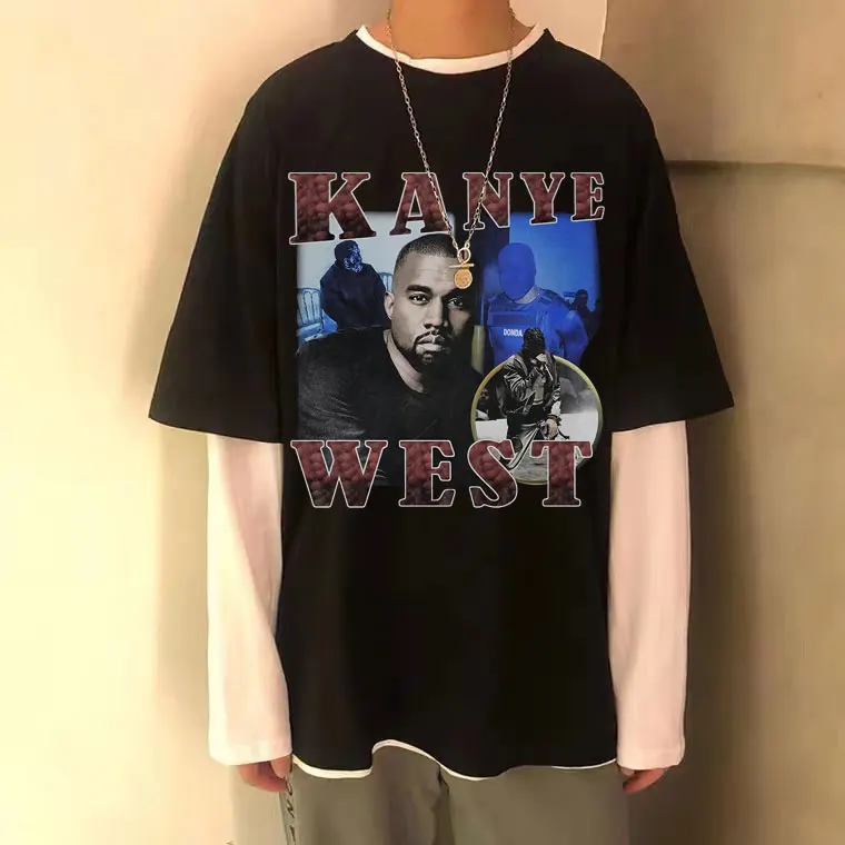 

Rapper Kanye West Oversized Hip Hop Black Tshirt Summer Classic Man Vintage Tops Tees Men Women Cotton Quality Loose T Shirts