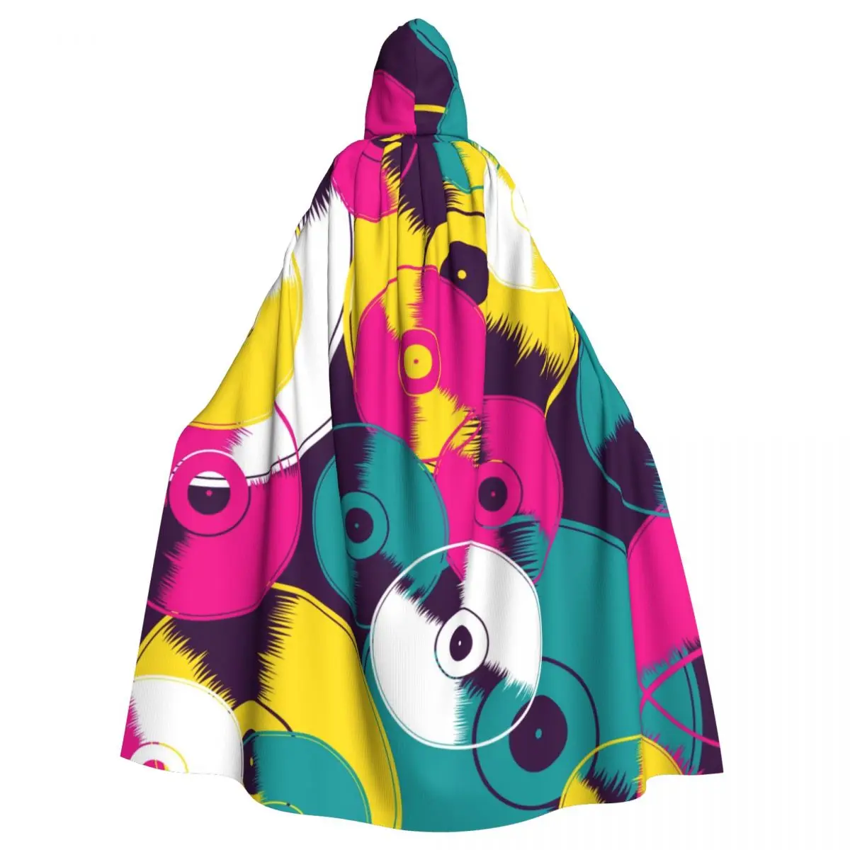 Vinyl Record Adult Cloak Cape Hooded Medieval Costume Witch Wicca Vampire Elf Purim Carnival Party