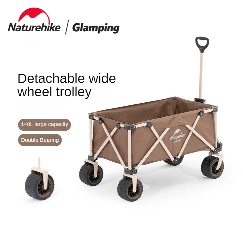 Naturehike Detachable Folding Four-Way Wide Wheel Trolley Outdoor Campground Car Picnic pull cart NH20PJ009