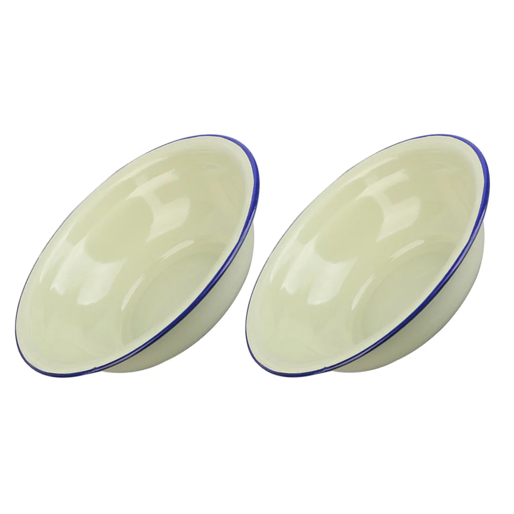 

Bowl Enamel Basin Bowls Vintagesoup Enamelware Mixing Large Enameled Retro Cereal Salad Wash Pot Camping Kitchenservinghome