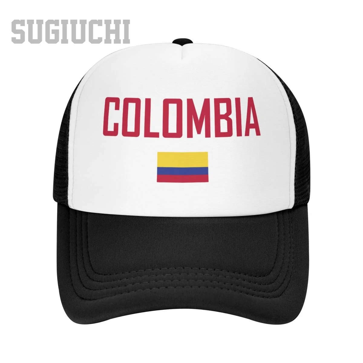 

Unisex Mesh Cap Hat COLOMBIA Flag And Font Trucker for Men Women Baseball Caps Outdoors Cool