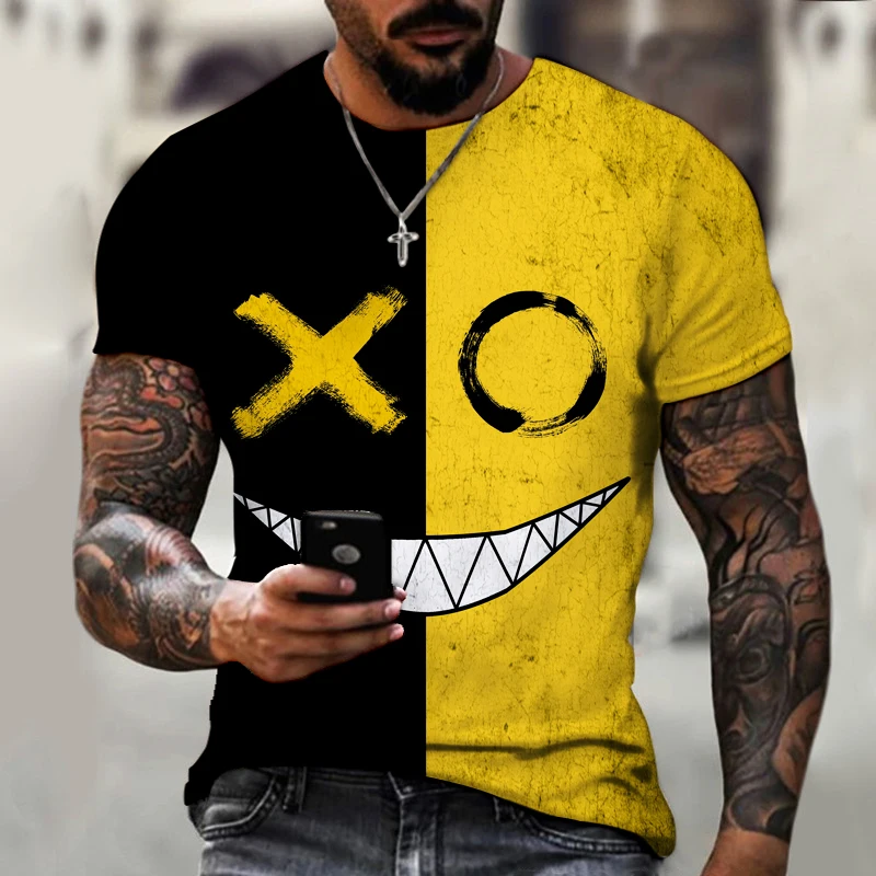 

New Hot-Selling Men's 3D T-Shirts Smiley Face Graphic T-Shirt Summer Fashion Tops Daily Casual Short-Sleeved Smiley Face T Shirt