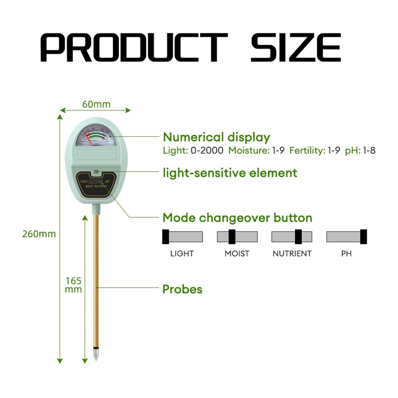 Измеритель влажности почвы 4 в 1 2024 измеритель почвы/яркости/питательных