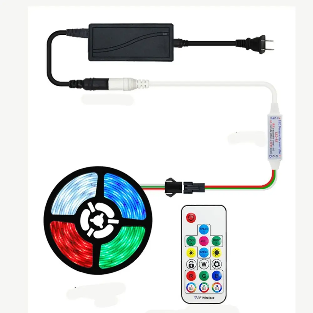 Фото Адресный музыкальный светодиодный контроллер 3-контактный DC5-24V RGB светодиодные ленты DC/USB 17 клавиш для WS2812B WS2811 5050 №3