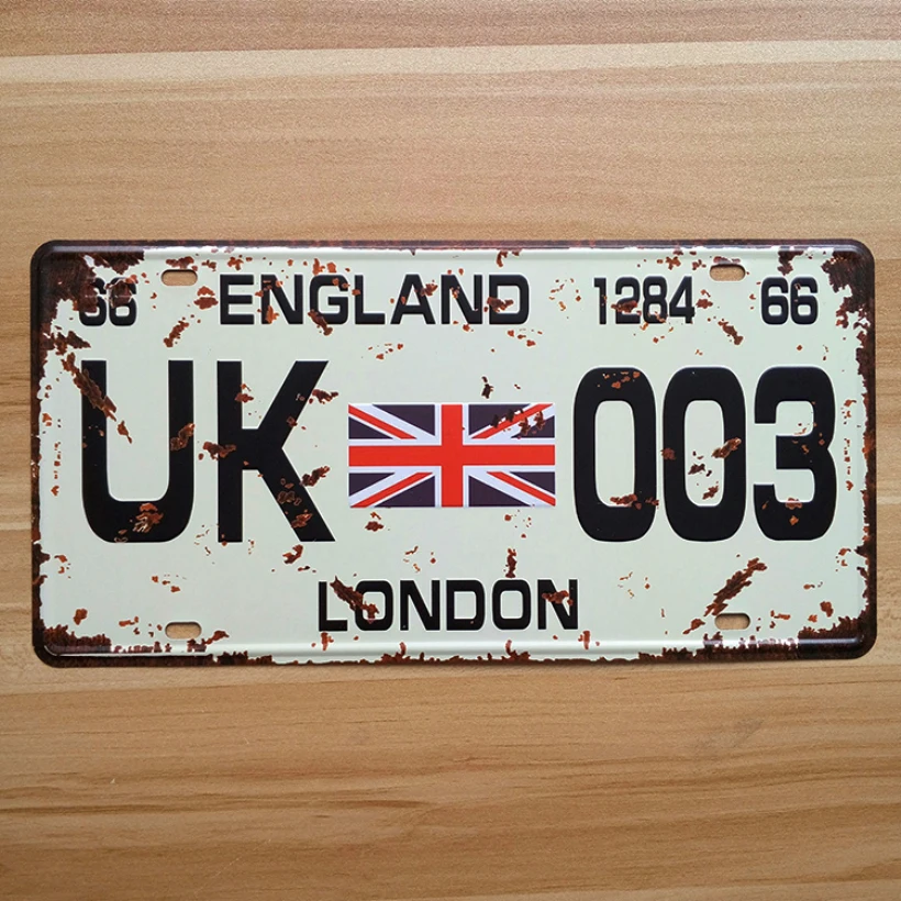 

RONE136 vintage license Car plates " UK-003 london England " vintage metal tin signs garage painting plaque picture