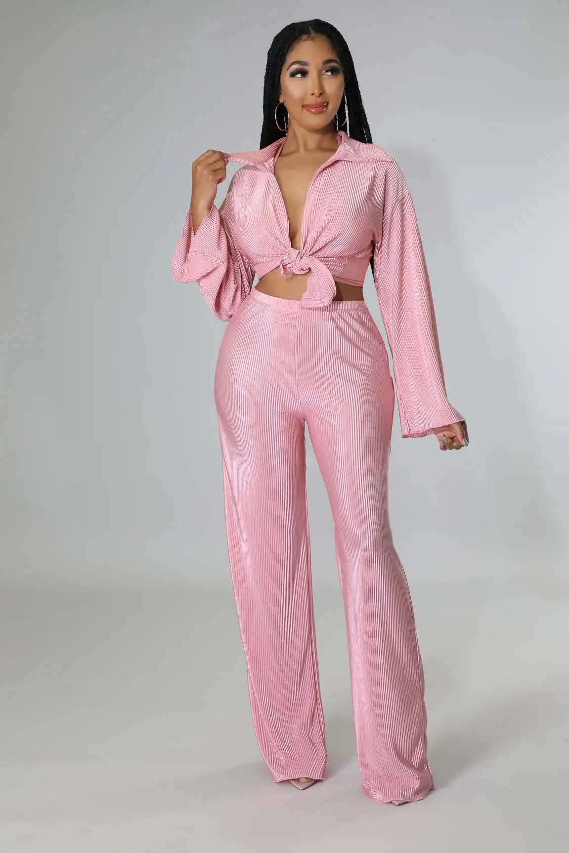 SeigurHry Женский комплект из 3 предметов рубашка с галстуком + широкие брюки