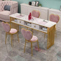 modern minimalist single double net red wooden marble pattern manicure table double layer economical manicure table chair set