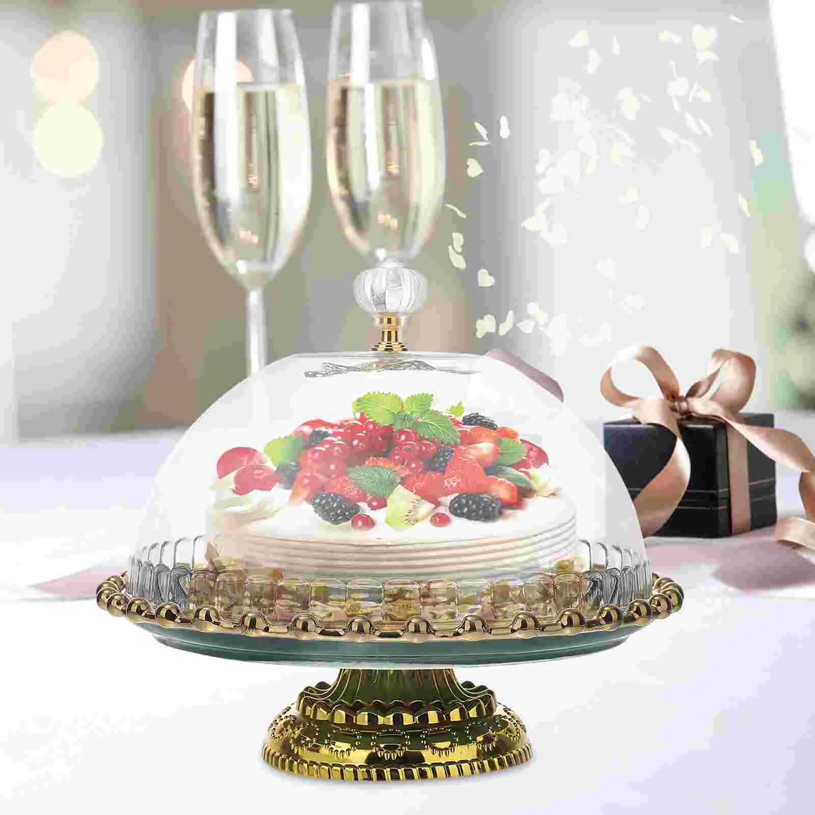 

1 Set of Bakery Pastry Display Tray with Lid Afternoon Tea Display Dish Bread Tray with Lid